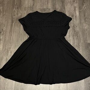 Elegant Black Cotton Mini Dress Size 2X